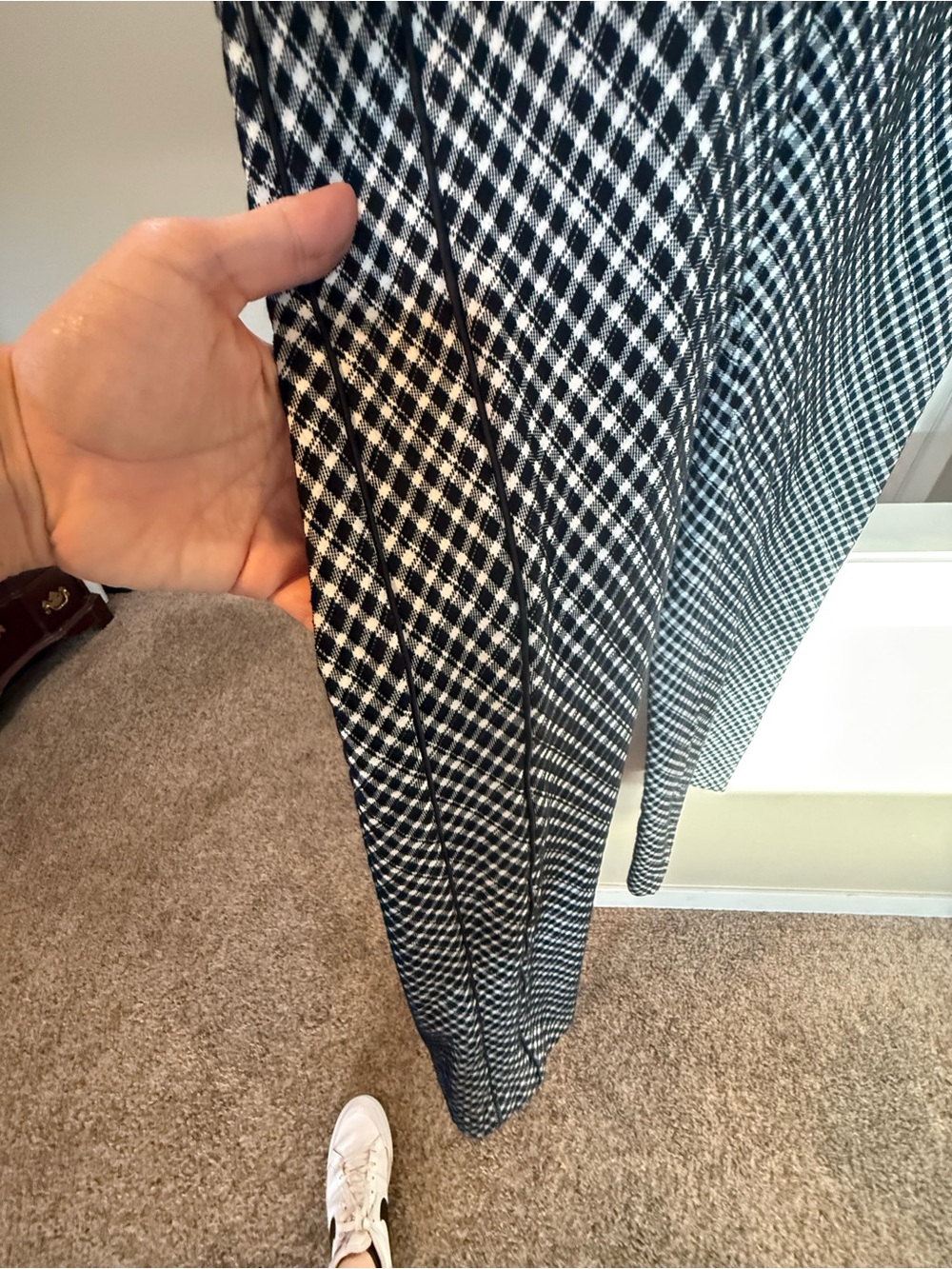 Spanx High-Rise Wide-Leg Plaid prefectFit Ponte Trousers in Black and White - Picture 4 of 7